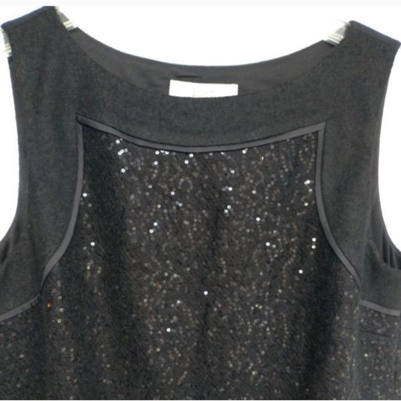 NWT LOFT Wool Blend Black Sequin Sleeveless Dress, size 14 - Picture 3 of 12